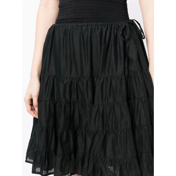 Merlette NYC Ruffle-Detailing Cotton Mini Skirt Tiered Black Resort L NEW 282726 - Picture 3 of 7